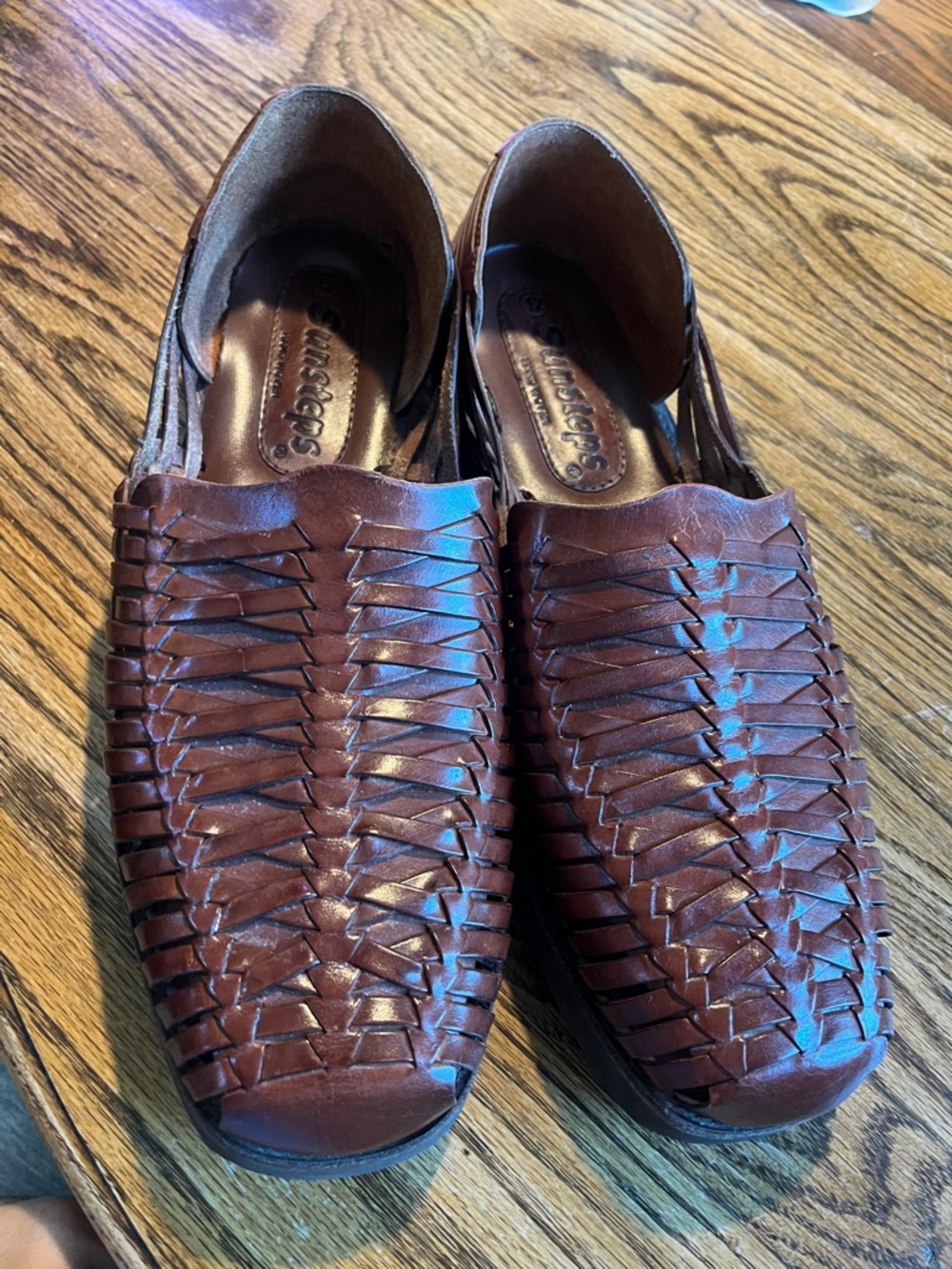 Men's Brown Woven Leather Slip-On Huarache Loafers SZ 12 - Picture 13 of 14